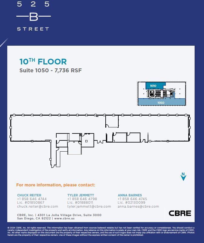 525 B St, San Diego, CA à louer Plan d  tage- Image 1 de 1