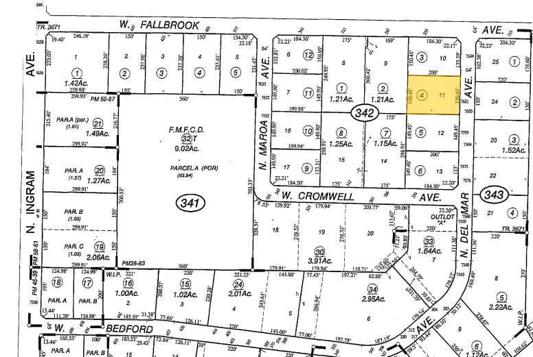 7621 N Del Mar Ave, Fresno, CA for lease - Plat Map - Image 2 of 13