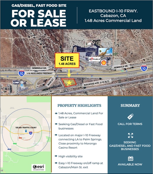 Railroad Ave. Ave, Cabazon, CA for sale - Aerial - Image 1 of 1