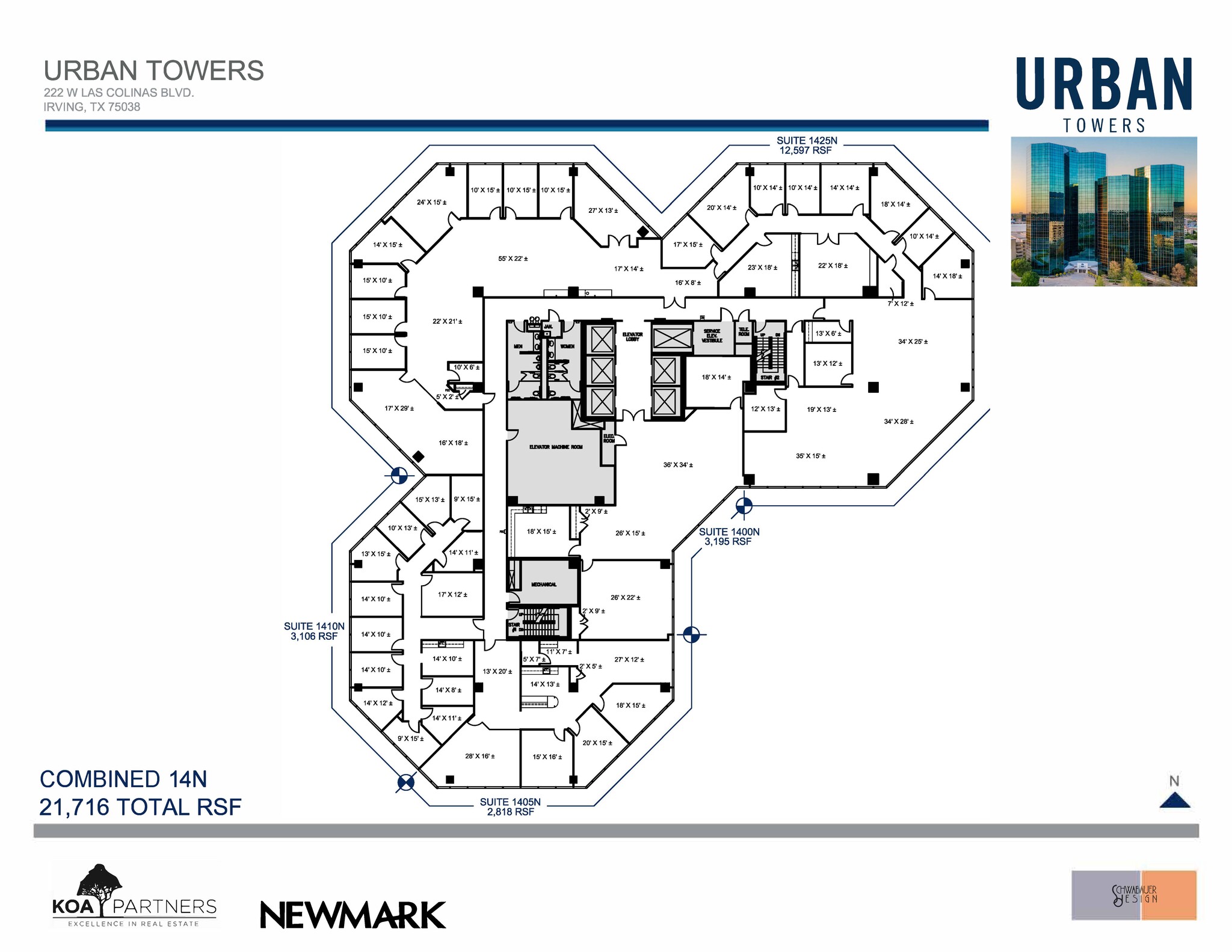 222 W Las Colinas Blvd, Irving, TX à louer Plan d’étage- Image 1 de 2