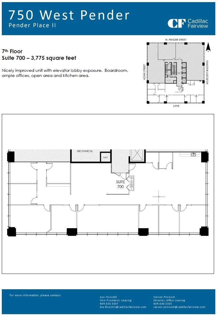 750 W Pender St, Vancouver, BC à louer Plan d’étage- Image 1 de 1