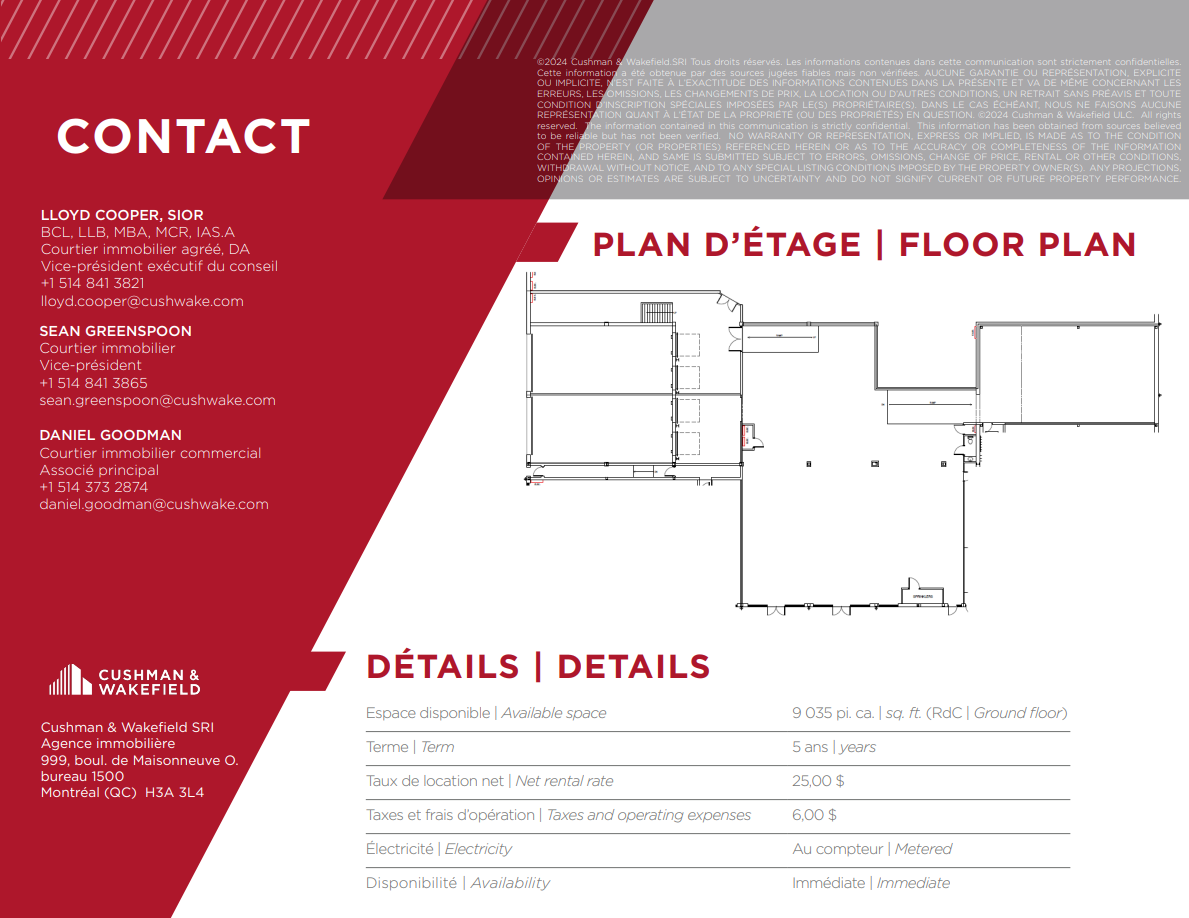 9420 Boul De L'acadie, Montréal, QC for lease Floor Plan- Image 1 of 1