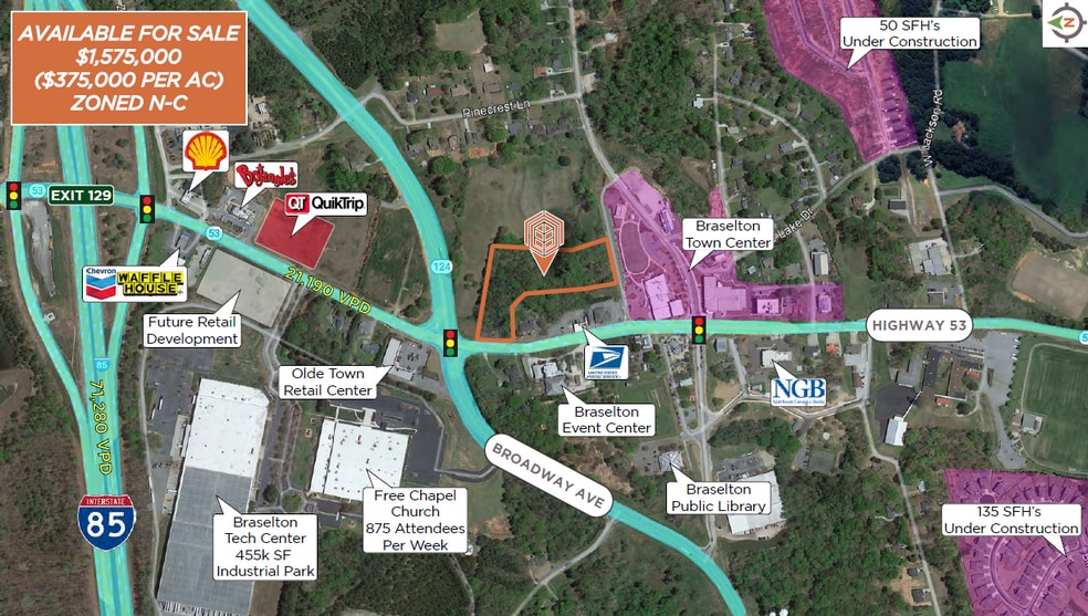 SEC Hwy 53 blvd, Braselton, GA for sale - Aerial - Image 2 of 2