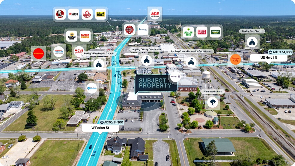 105 W Parker St, Baxley, GA à vendre - Aérien - Image 3 de 3