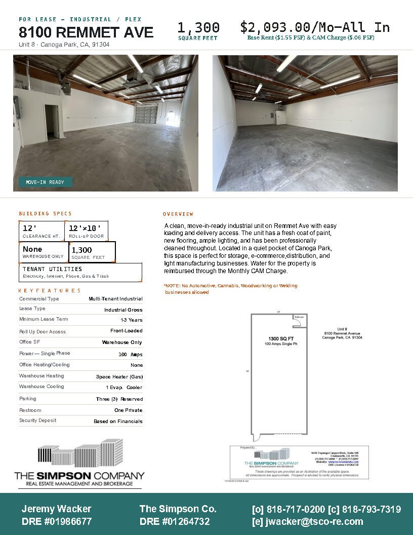 8100-8110 Remmet Ave, Canoga Park, CA for lease Interior Photo- Image 1 of 4