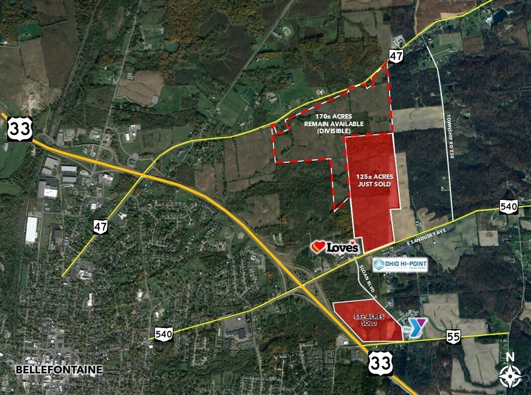 US Route 33, Bellefontaine, OH for sale Aerial- Image 1 of 2