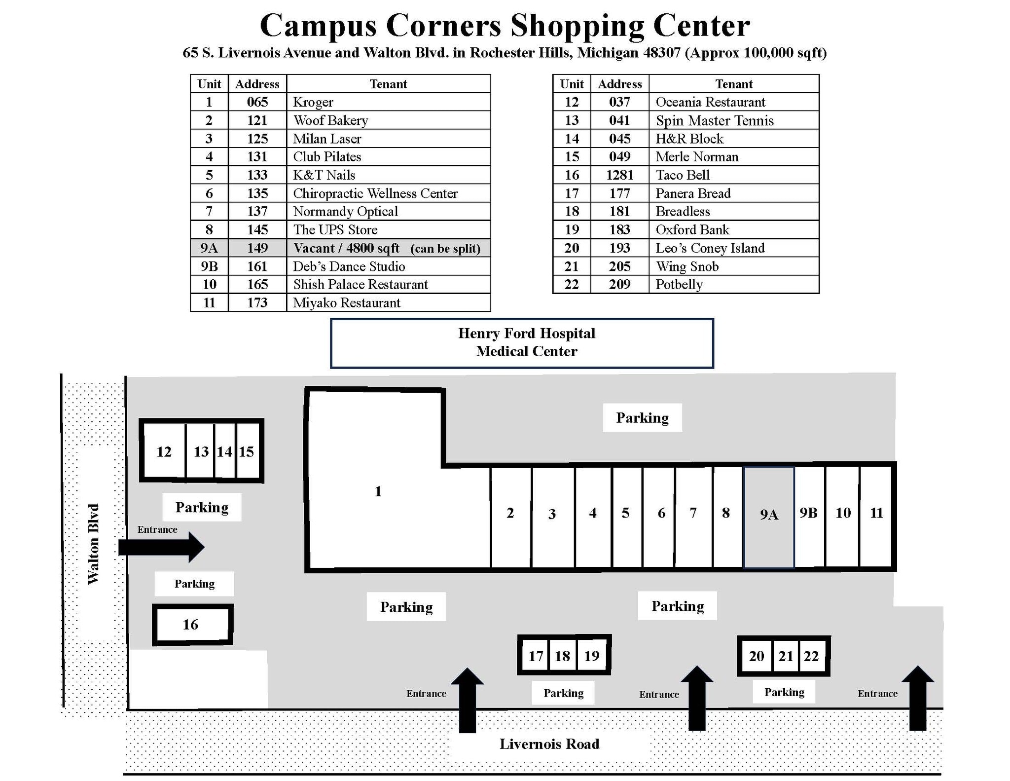 37-173 S Livernois Rd, Rochester Hills, MI for lease Site Plan- Image 1 of 1