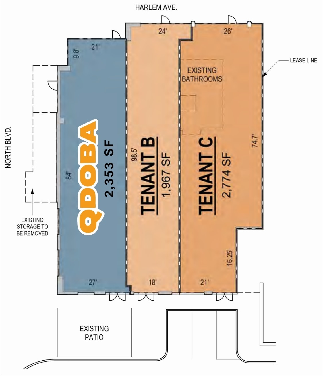 7217-7249 Lake St, River Forest, IL à louer Plan d’étage- Image 1 de 1