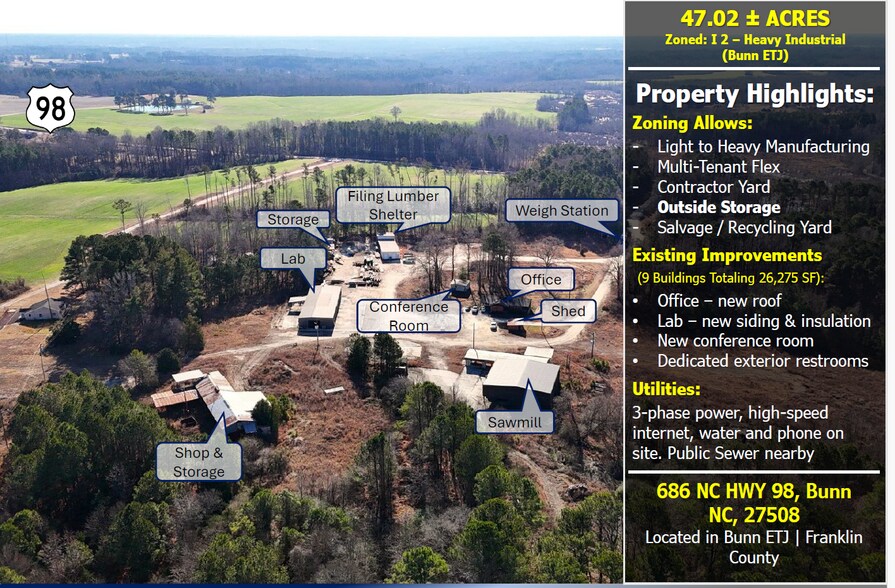 686 NC 98 Hwy W, Bunn, NC à vendre - Aérien - Image 2 de 4