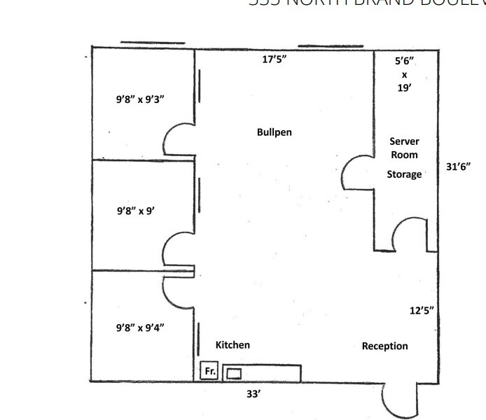 335 N Brand Blvd, Glendale, CA à louer Plan d’étage- Image 1 de 1