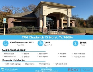 More details for 1716 Chadwick Ct, Hurst, TX - Office for Sale