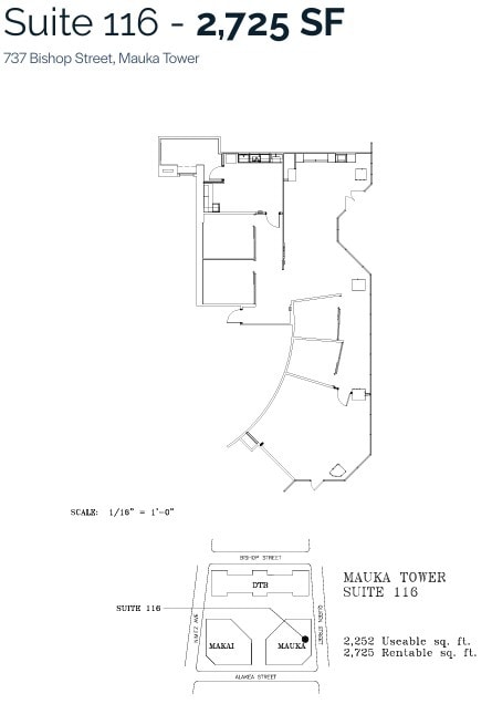 733 Bishop St, Honolulu, HI à louer Plan d’étage- Image 1 de 1