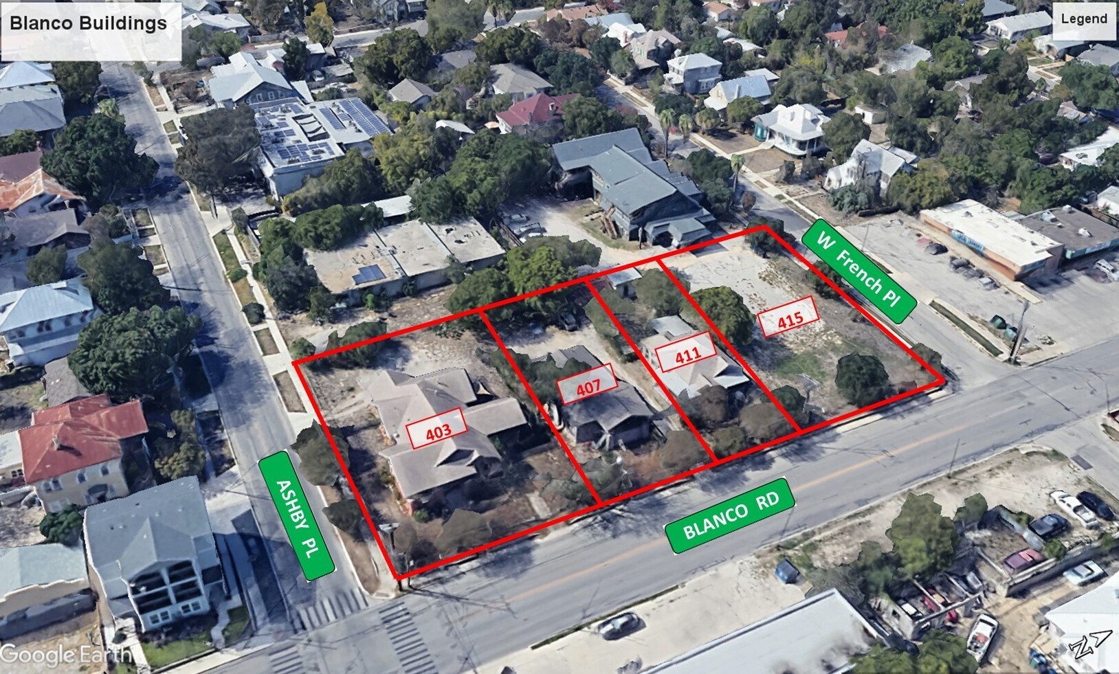 Blanco at W French Lot & Buildings portefeuille de 4 propriétés à vendre sur LoopNet.ca Aérien- Image 1 de 7