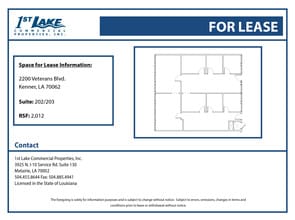 2200 Veterans Memorial Blvd, Kenner, LA à louer Plan d’étage- Image 1 de 1