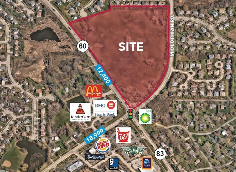 NEC Of Route 60/83 & Midlothian Rd, Mundelein, IL for sale - Aerial - Image 1 of 3