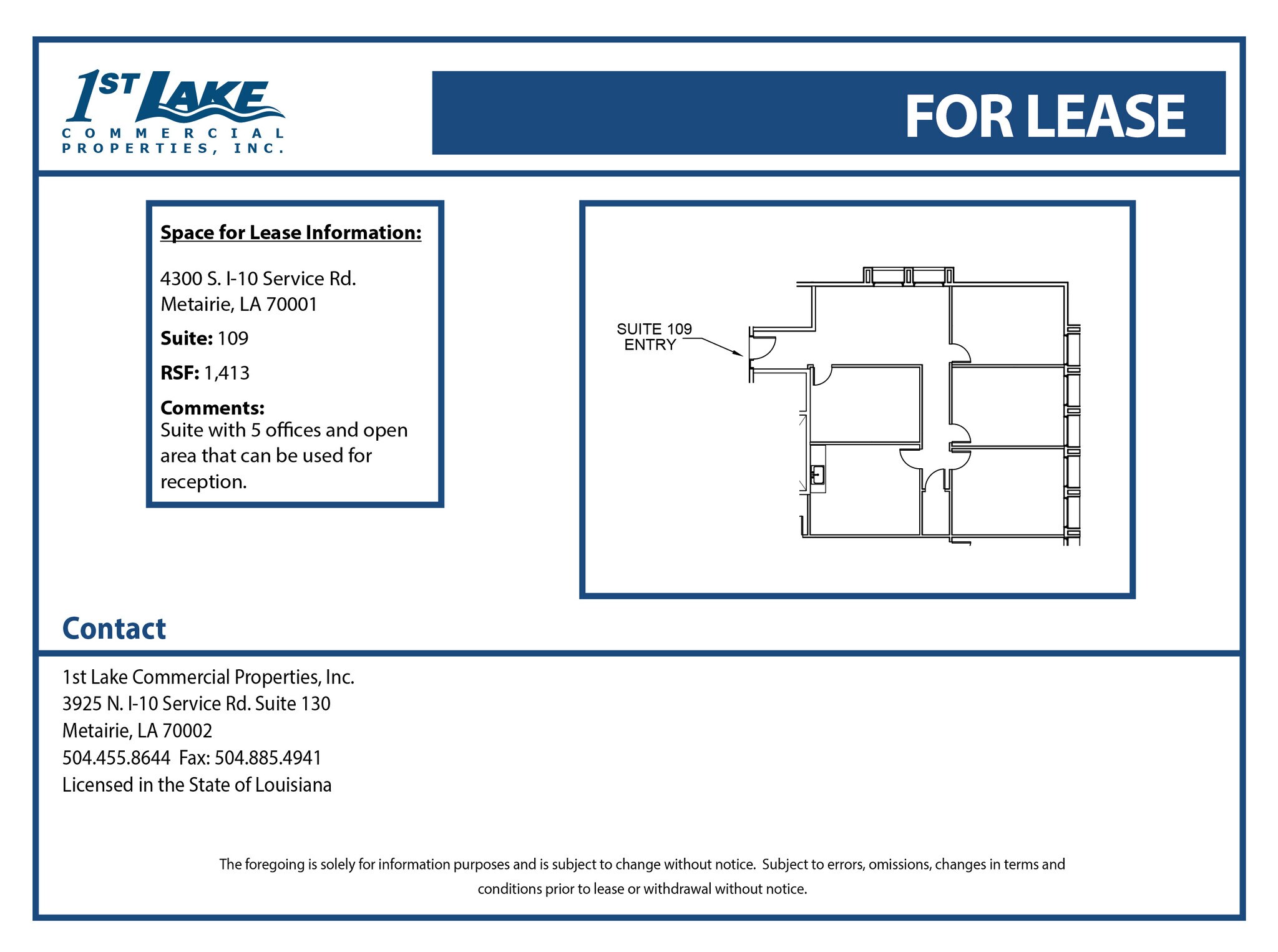 4300 S I-10 Service Rd, Metairie, LA à louer Plan d’étage- Image 1 de 1