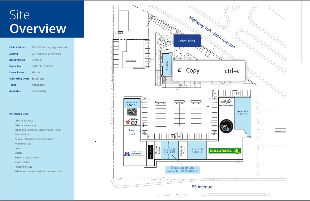5341 50 Ave, Vegreville, AB for lease Floor Plan- Image 1 of 3