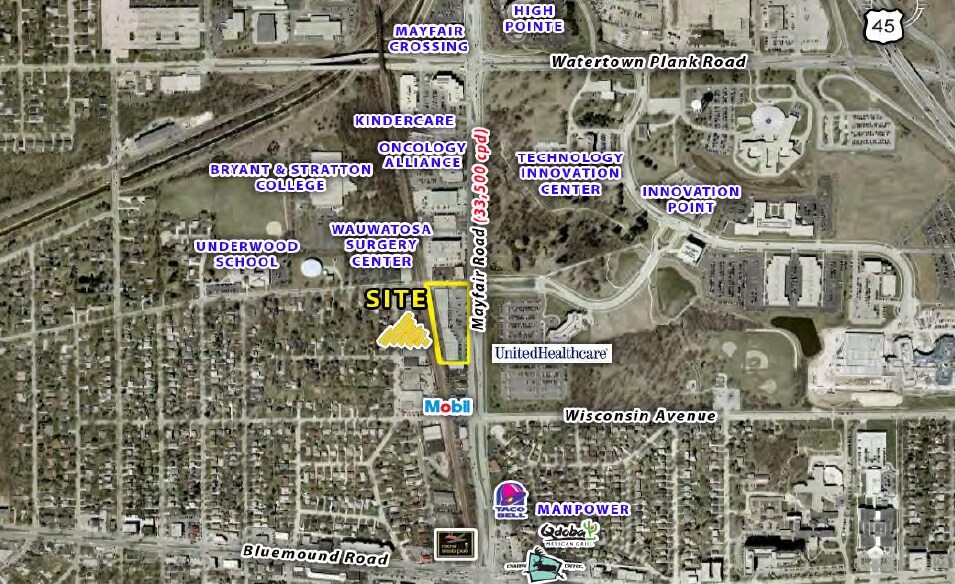 801-869 N Mayfair Rd, Wauwatosa, WI à louer - Aérien - Image 2 de 12