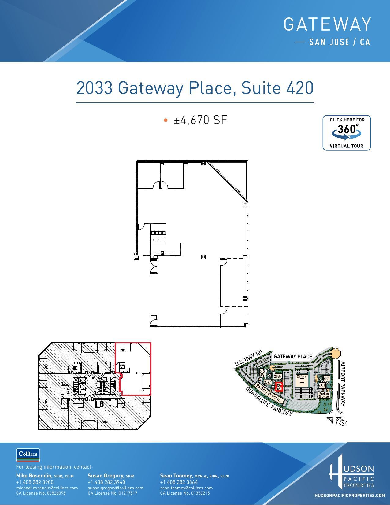 2033 Gateway Pl, San Jose, CA à louer Plan d’étage- Image 1 de 1