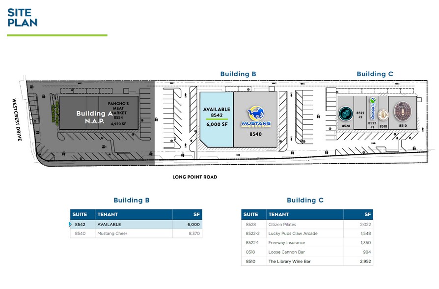 8510-8528 Long Point Rd, Houston, TX à louer - Photo du bâtiment - Image 2 de 2