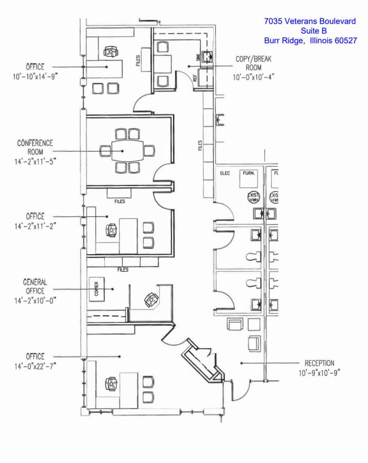 7025-7035 Veterans Blvd, Burr Ridge, IL 60527 - Unit 7035 B - - Floor Plan - Image 1 of 1