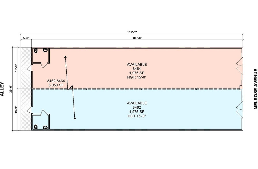 8462 Melrose Ave, Los Angeles, CA à louer - Plan d’étage - Image 2 de 2