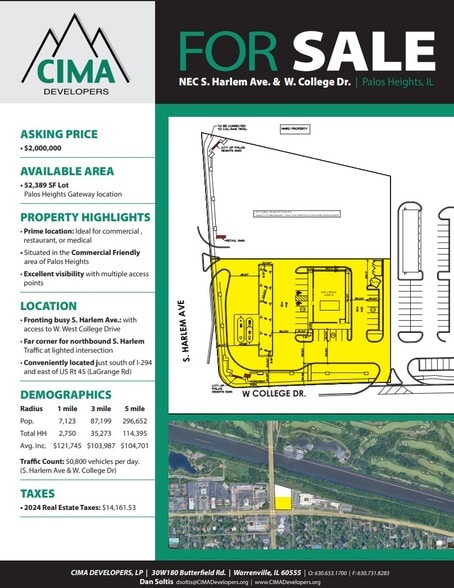 NEC S Harlem Ave & W College Dr, Palos Heights, IL for sale - Building Photo - Image 2 of 3