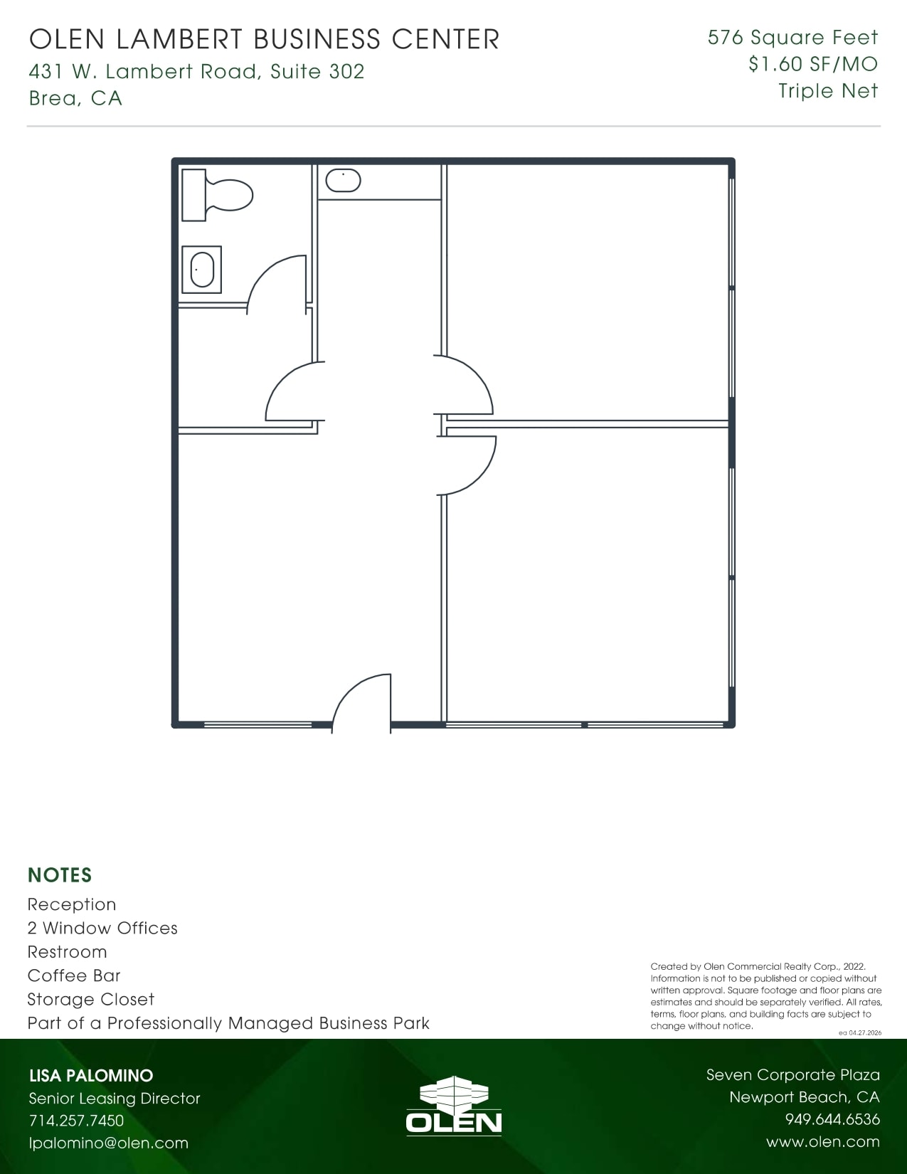 471 W Lambert Rd, Brea, CA à louer Plan d’étage- Image 1 de 1