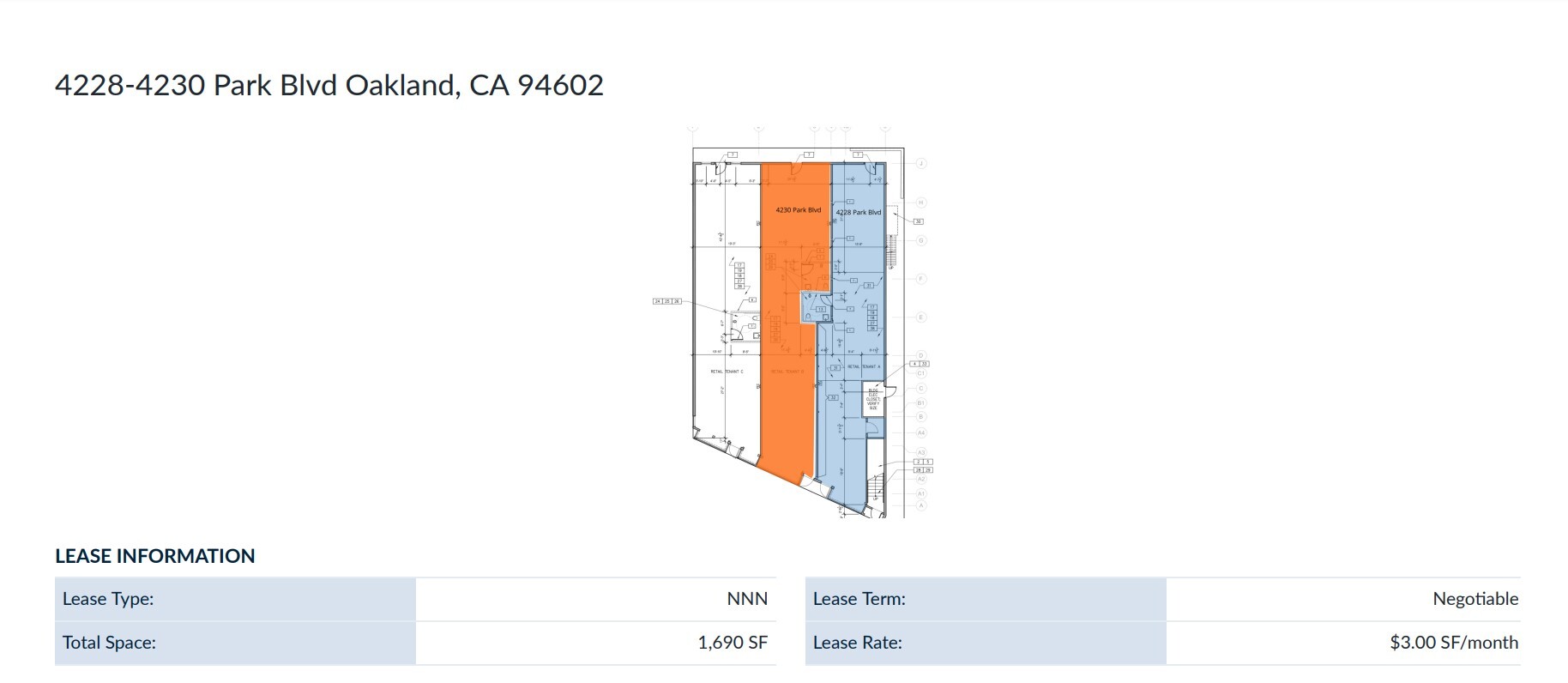 4226-4232 Park Blvd, Oakland, CA à louer Plan d  tage- Image 1 de 1