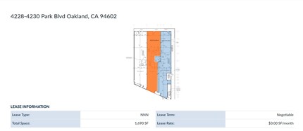 4226-4232 Park Blvd, Oakland, CA à louer Plan d  tage- Image 1 de 1