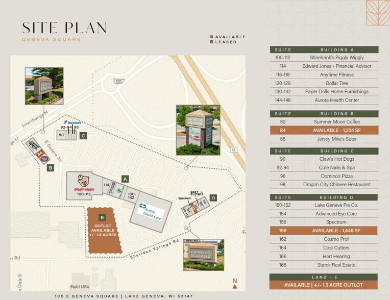 100-168 Geneva Sq, Lake Geneva, WI à louer - Plan de site - Image 3 de 6