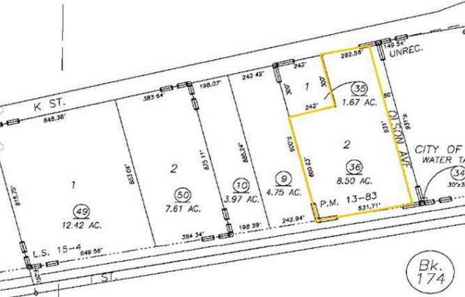 4555 S K St, Tulare, CA à vendre Plan cadastral- Image 1 de 1