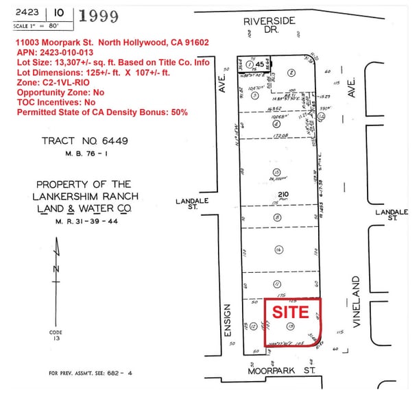 11003 Moorpark St, North Hollywood, CA for sale - Plat Map - Image 3 of 8