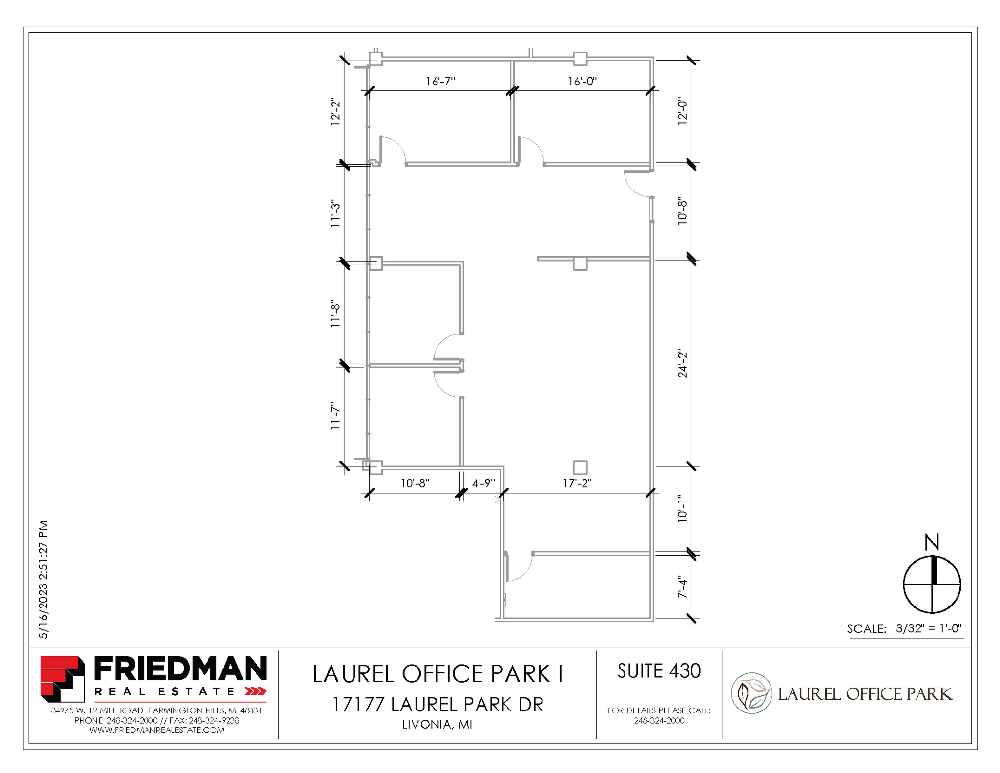 17177 N Laurel Park Dr, Livonia, MI for lease Floor Plan- Image 1 of 2