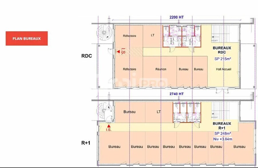 Bureau dans Mions à louer - Plan d’étage - Image 2 de 3