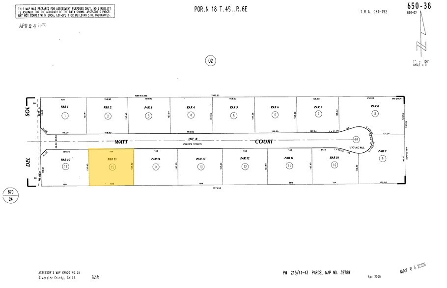Watt Ct @ Rio Del Sol, Thousand Palms, CA à vendre - Plan cadastral - Image 2 de 2
