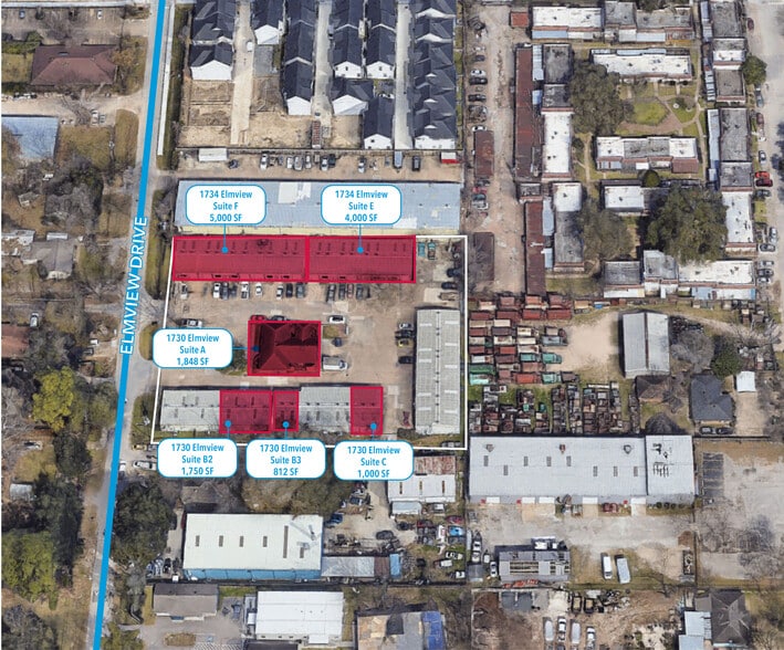 1730 Elmview Dr, Houston, TX for lease - Aerial - Image 2 of 10