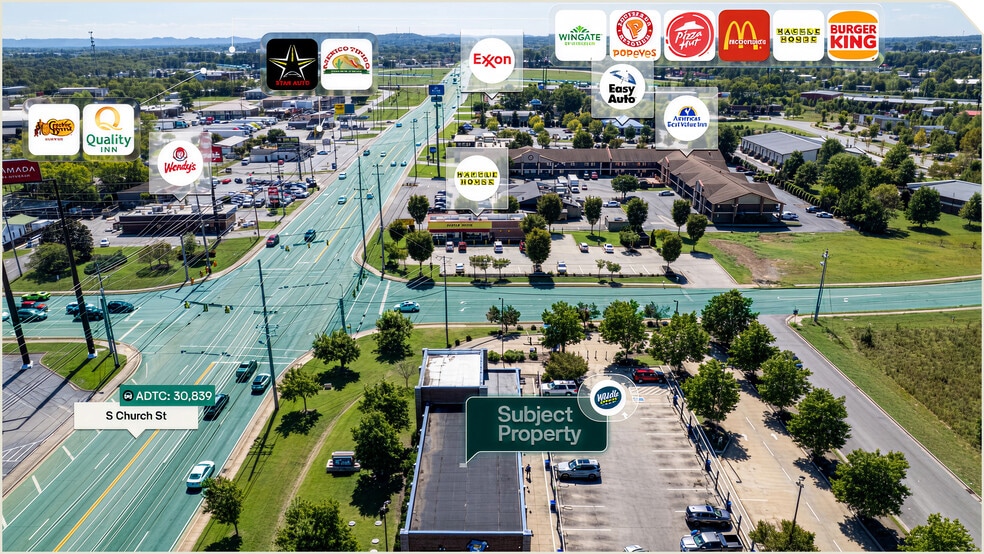 1870 S Church St, Murfreesboro, TN à vendre - Aérien - Image 2 de 3