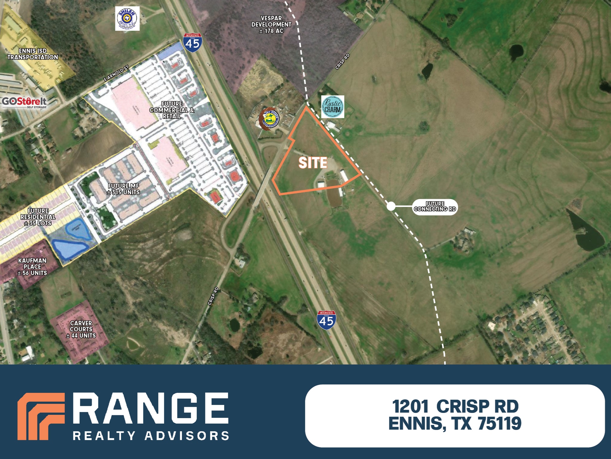 1201 E Crisp Rd, Ennis, TX à vendre Aérien- Image 1 de 5