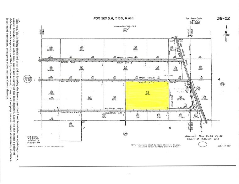 Rutherford Rd., Brawley, CA for sale - Plat Map - Image 2 of 2