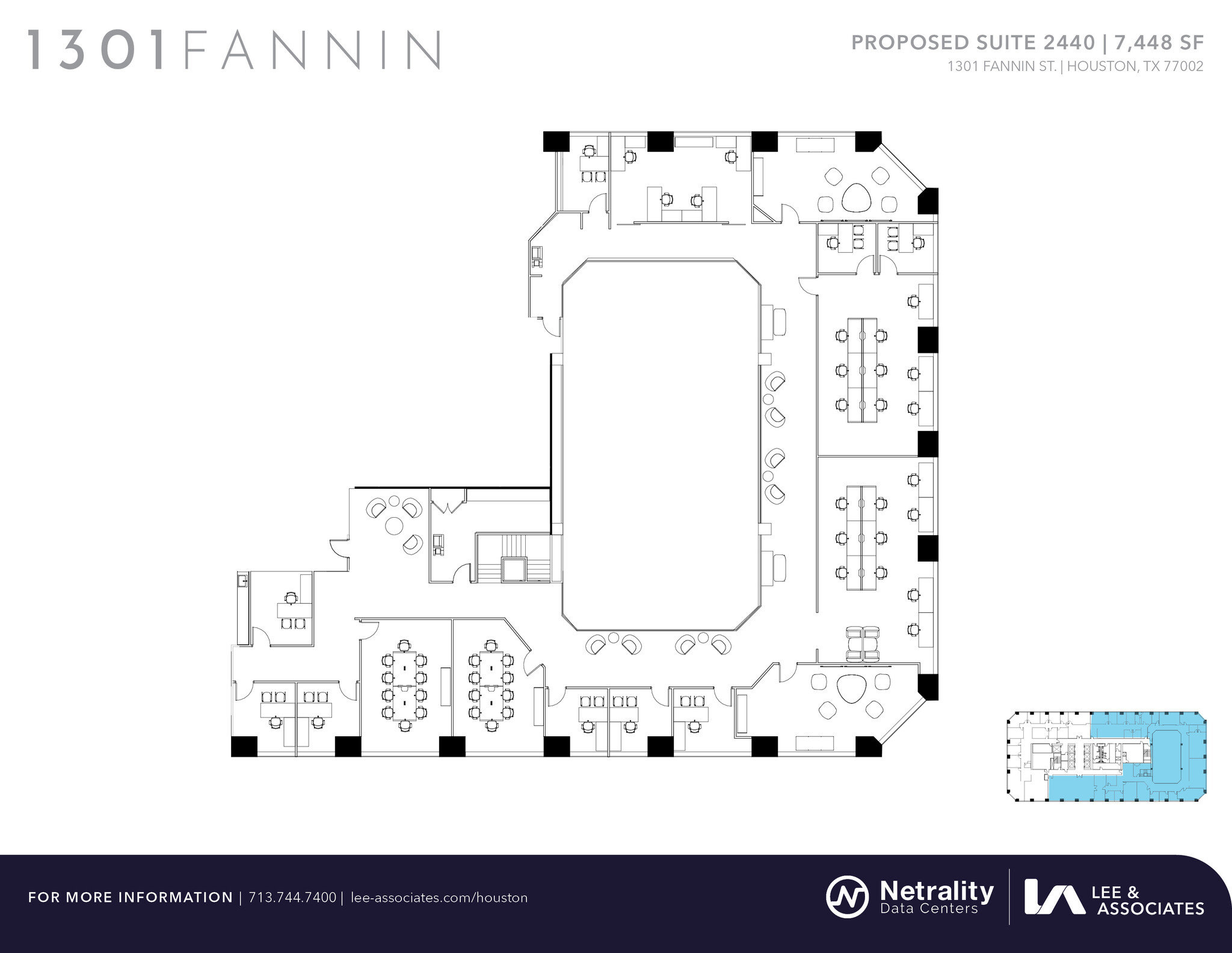 1301 Fannin St, Houston, TX à louer Plan d  tage- Image 1 de 1