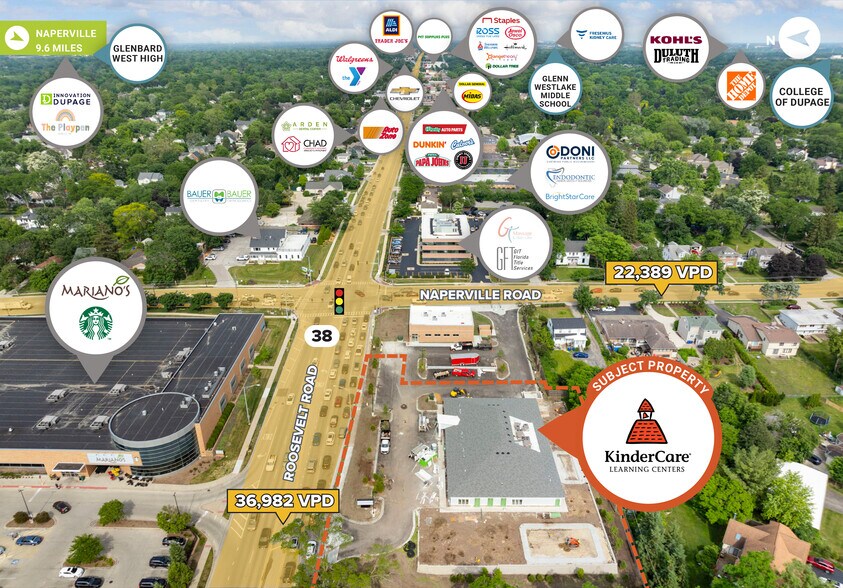 222 W Roosevelt Rd, Wheaton, IL à vendre - Aérien - Image 3 de 3