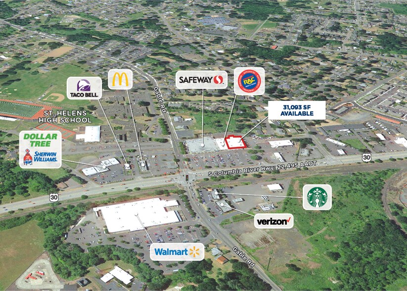 785-791 S Columbia River Hwy, Saint Helens, OR à louer - Aérien - Image 2 de 2