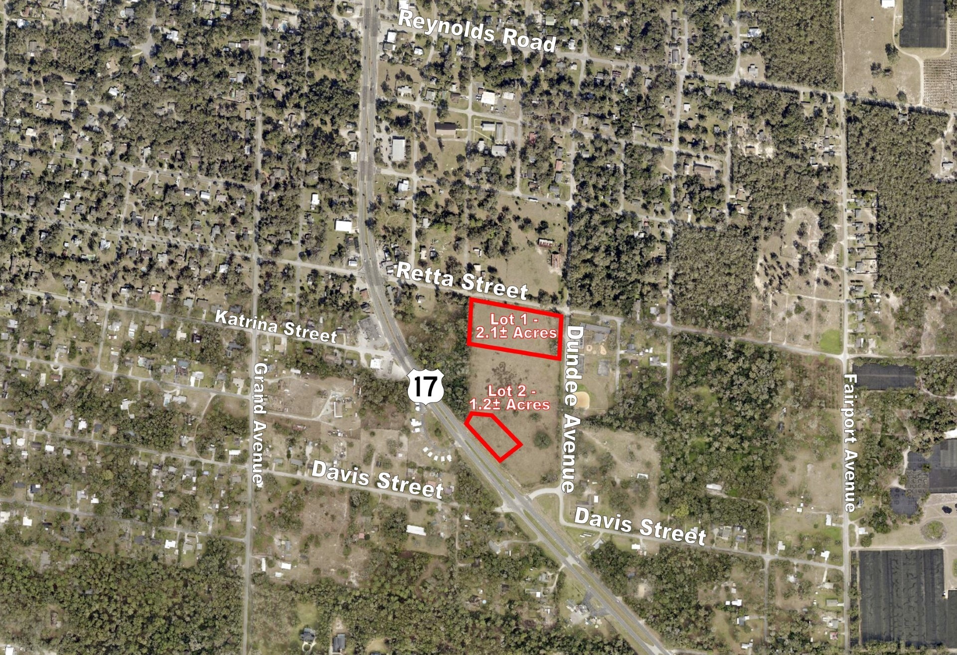 US HWY 17 & Dundee Ave, De Leon Springs, FL for sale Aerial- Image 1 of 2