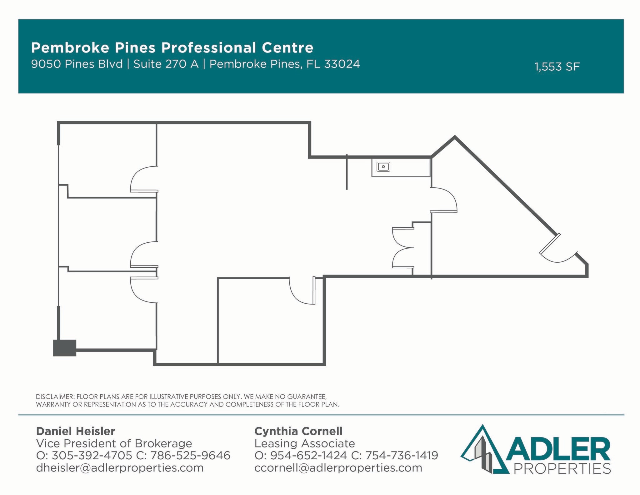 9050 Pines Blvd, Pembroke Pines, FL à louer Plan d’étage- Image 1 de 2
