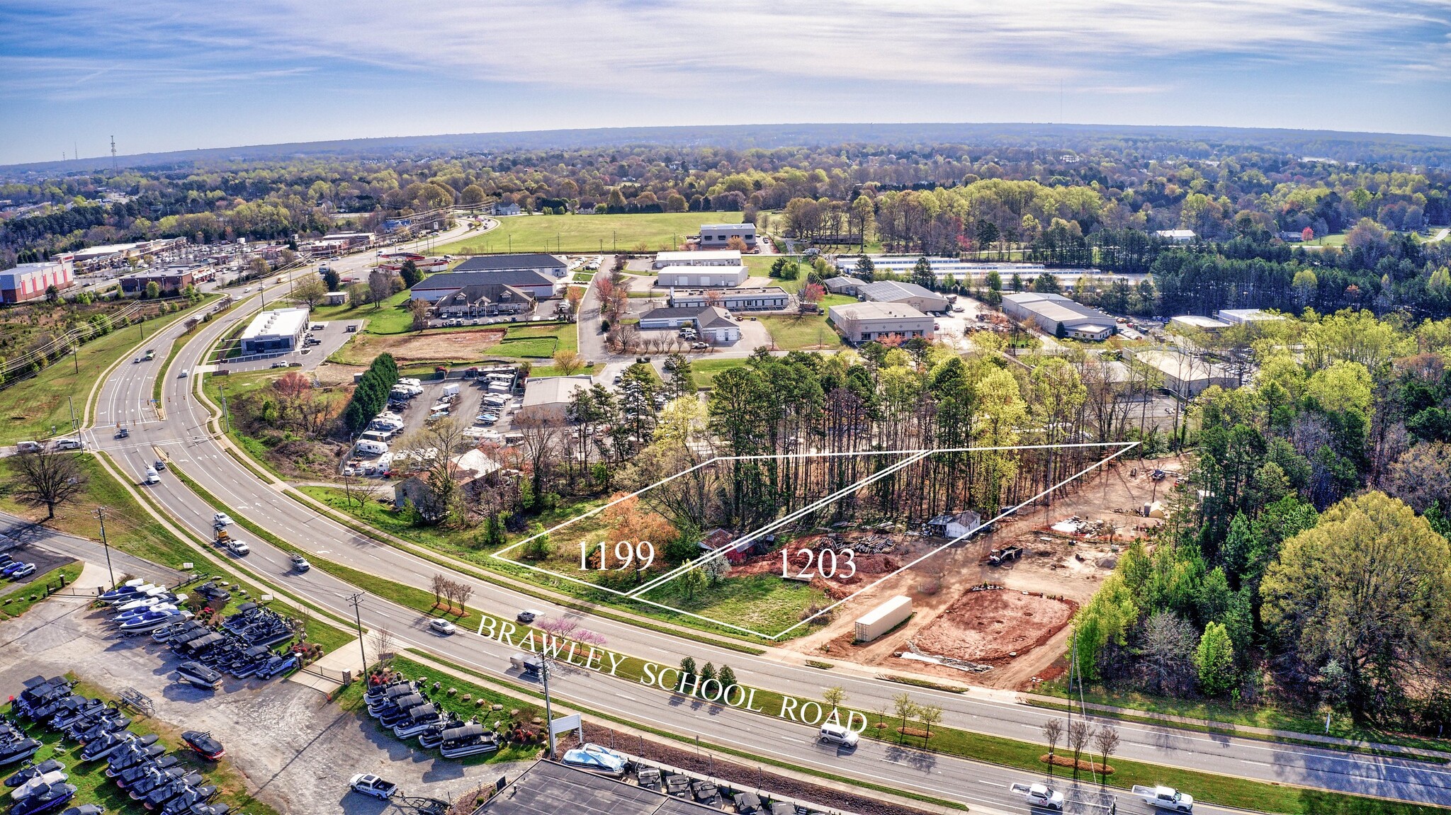 1199/1203 Brawley School Road, Mooresville, NC for sale Aerial- Image 1 of 9