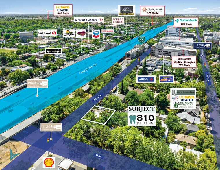 810 29th St, Sacramento, CA à vendre - Aérien - Image 2 de 8