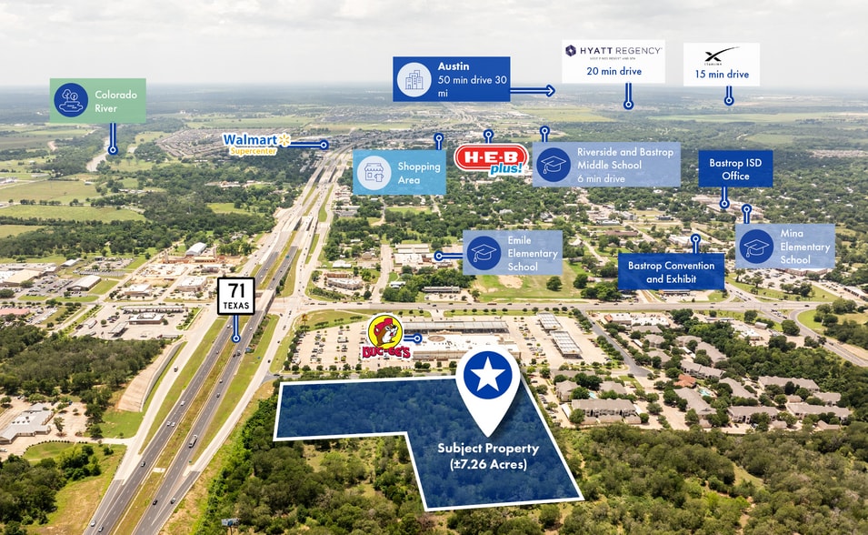 1900 College st, Bastrop, TX for sale - Aerial - Image 3 of 4