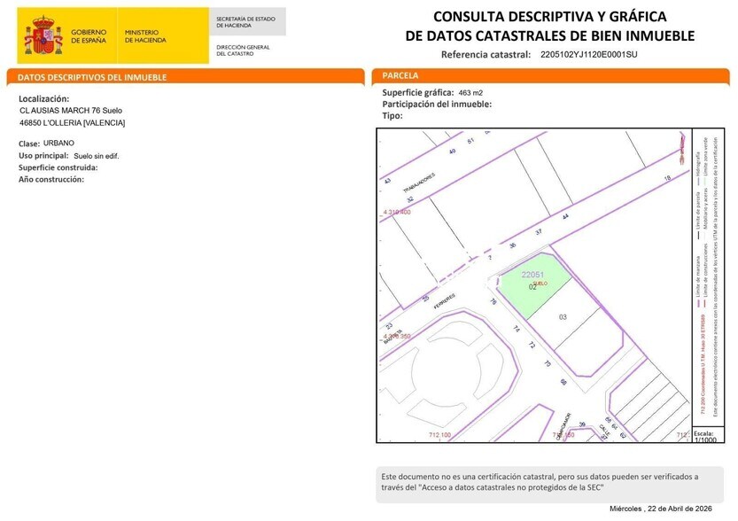Land in L'Olleria, Valencia for sale - Site Plan - Image 3 of 3