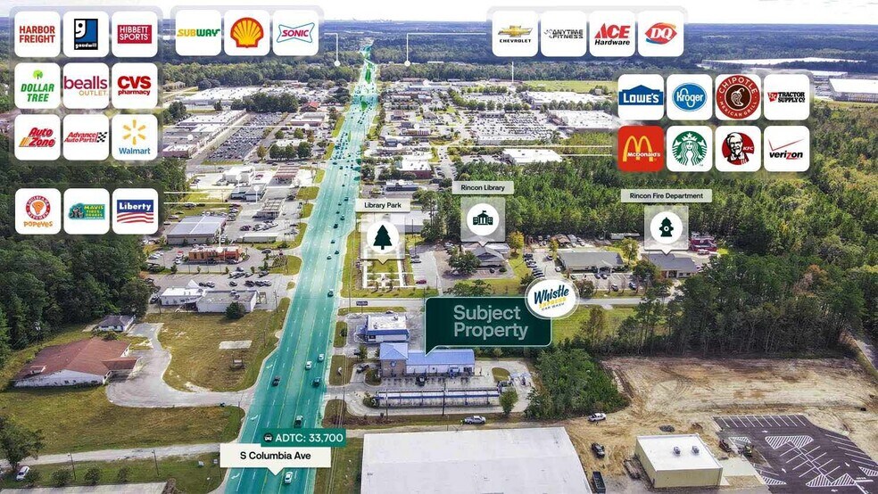 351 S Columbia Ave, Rincon, GA à vendre - Aérien - Image 2 de 3